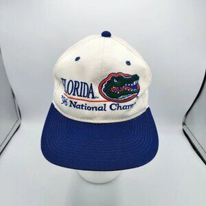 Vtg 1996 Florida Gators National Champions Hat Football White Kudzu Minor Stain